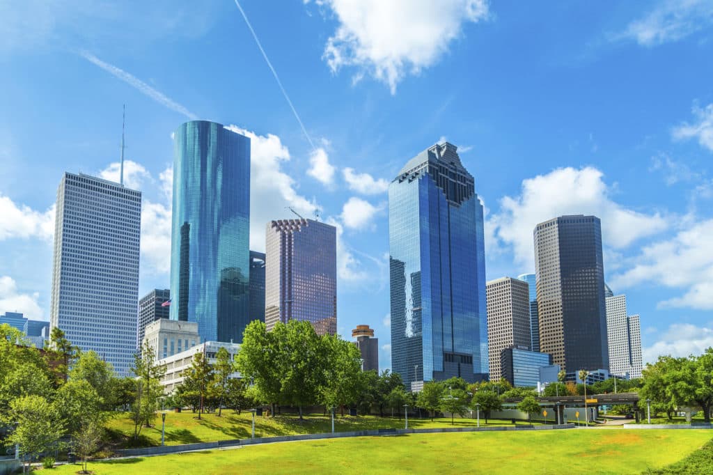 Skyline of Houston, Texas Skyline of Houston, Texas in daytime under blue sky